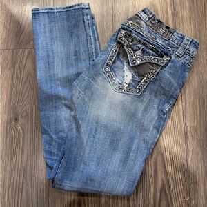 Miss Me Blue Jeans with Silver Accents